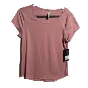 90 Degree by Reflex Women‎ Pink Active Gym Scoop Neck T-Shirt Size Large